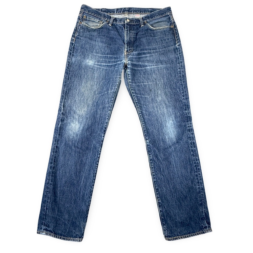 Levis Men 38x32 Distressed Blue Jeans White Oak Cone Denim Made in USA Athletic